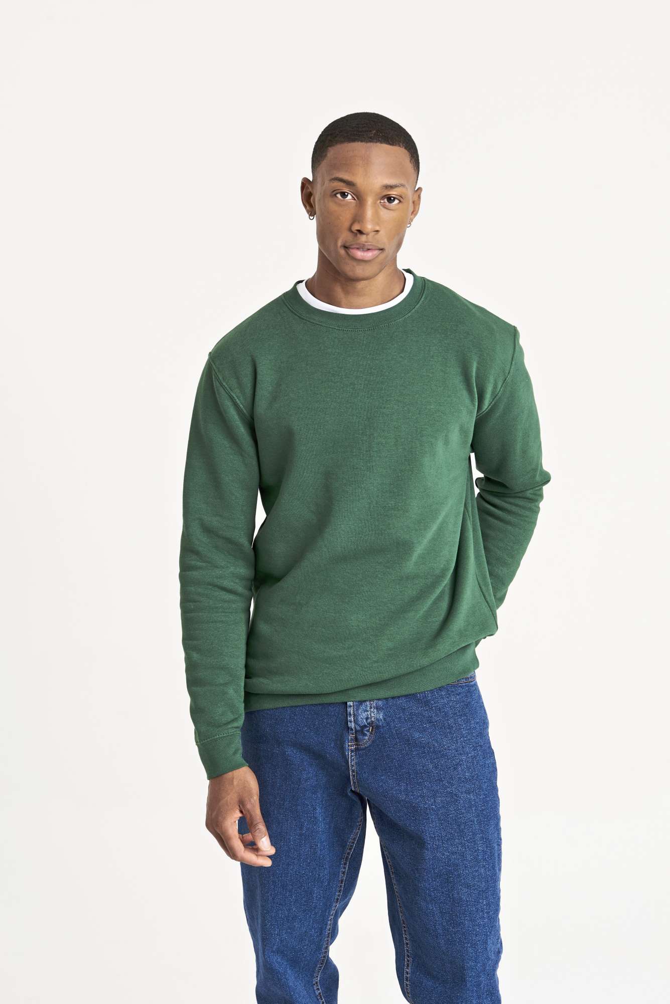 Just Hoods Bio-Baumwoll-Sweatshirt mit Rundhalsausschnitt, Bottle Green XL, JH230