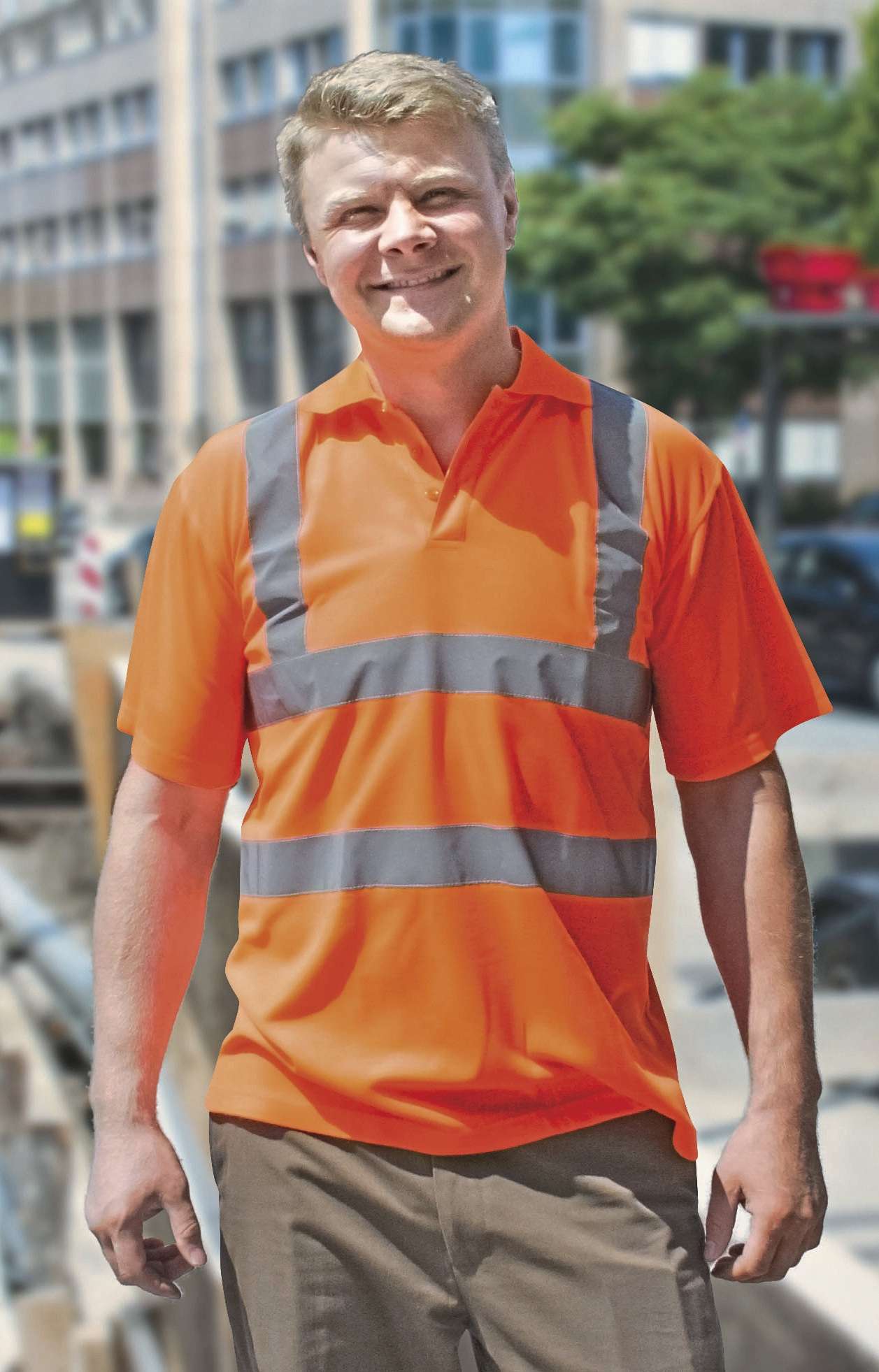 Korntex Hi-Vis Polo Shirt mit Reflexstreifen, Signal Orange XL, KX070