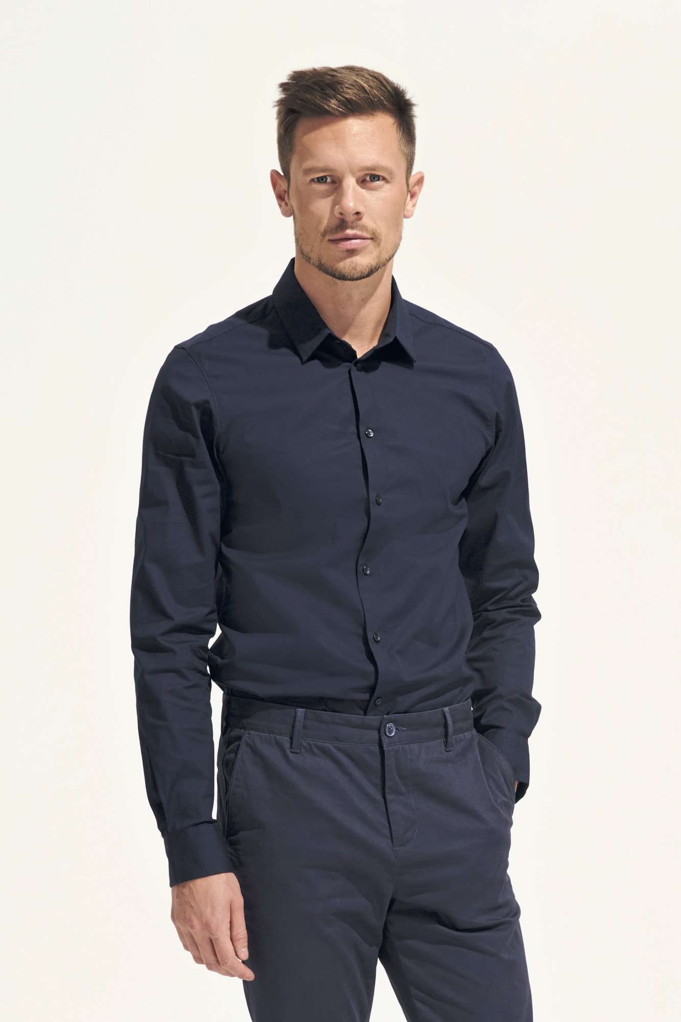 SOL´S Langarmhemd Blake aus Popeline-Stretch, Dark Blue XL, L01426