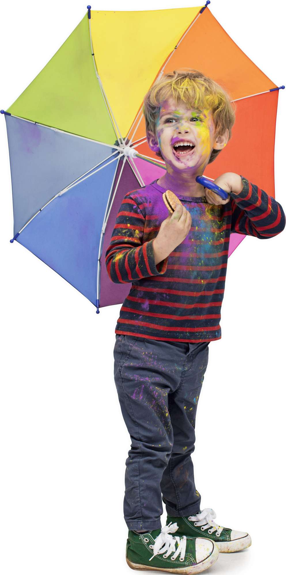Bunter Stockschirm mit Windproof-System