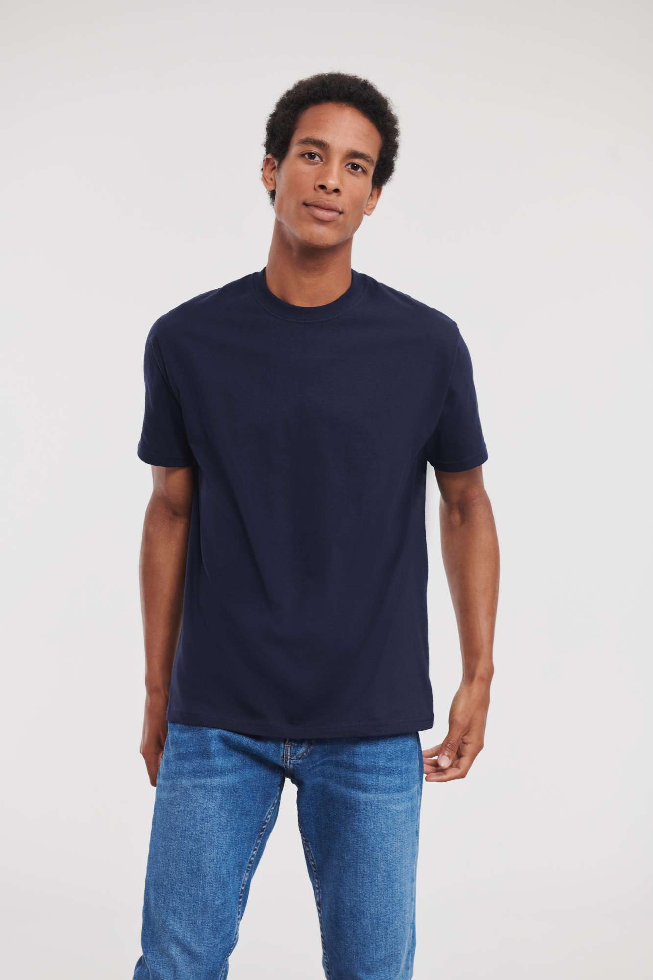Ringgesponnenes Baumwoll-T-Shirt mit Ripp-Kragen