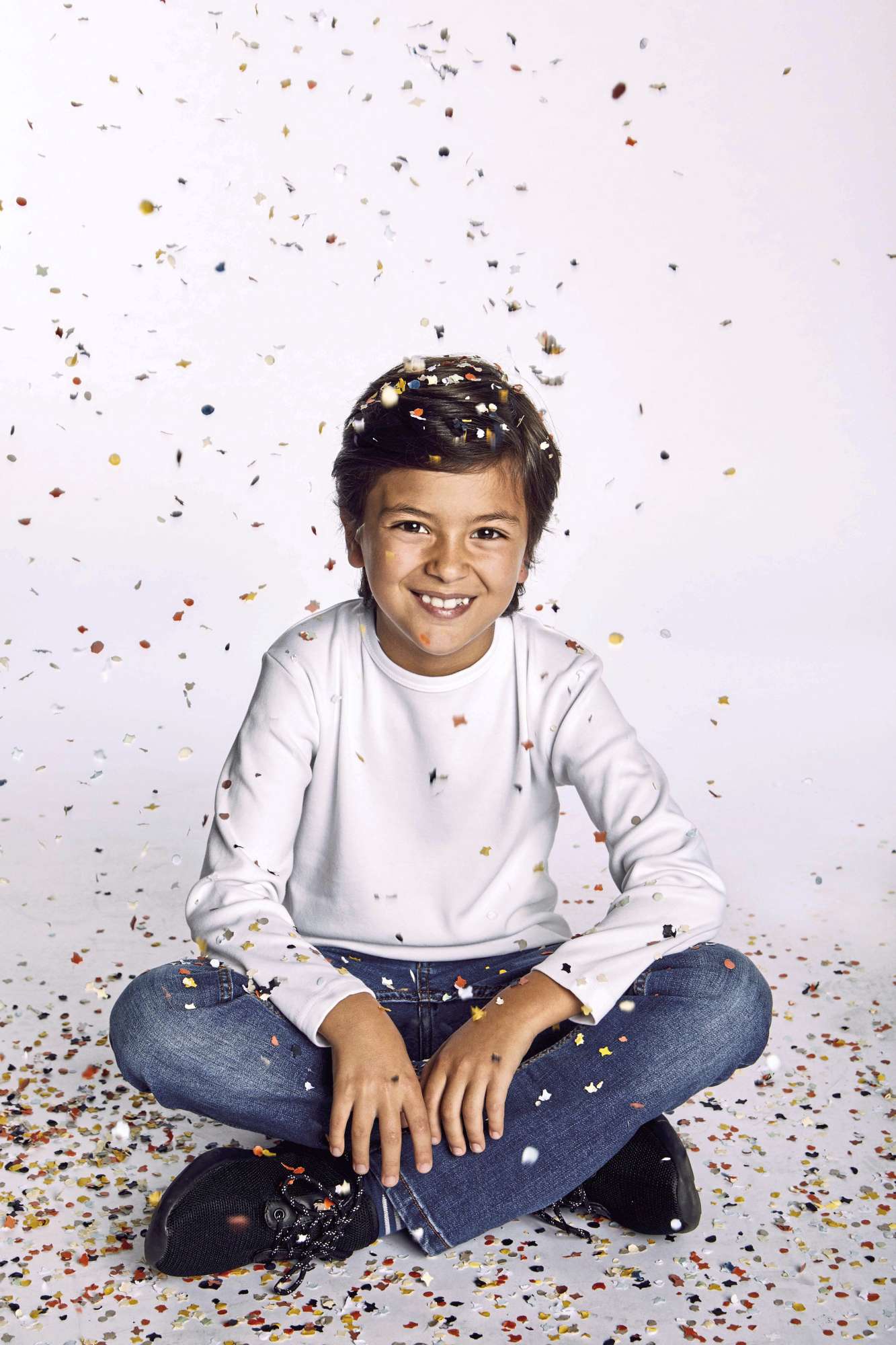 Langarm-T-Shirt Slim Fit Baumwolle für Kinder