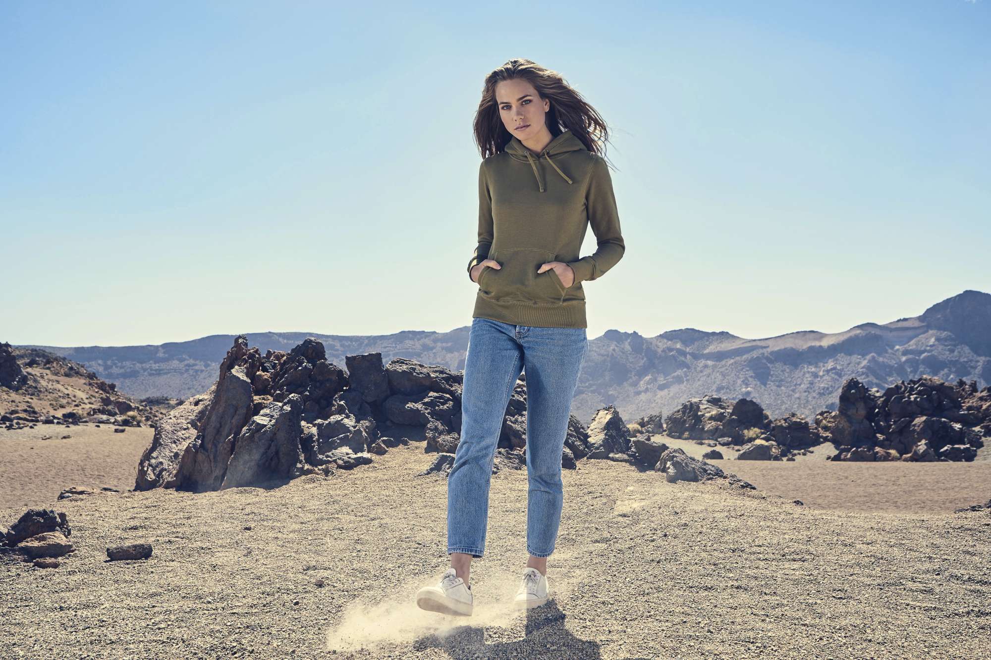 Hoodie mit Doppelkapuze und Taschen für Damen