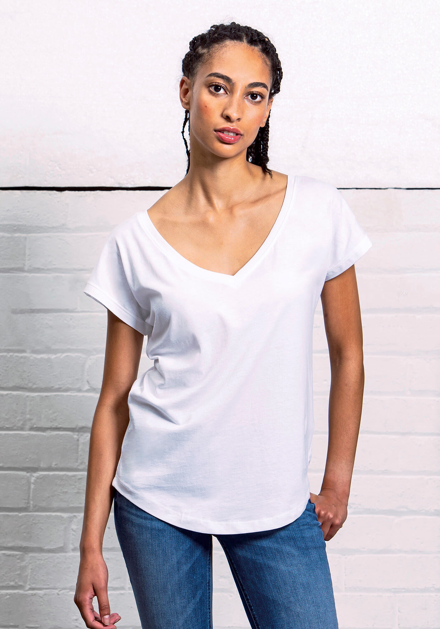 Loose Fit V-Neck T-Shirt Bio-Baumwolle