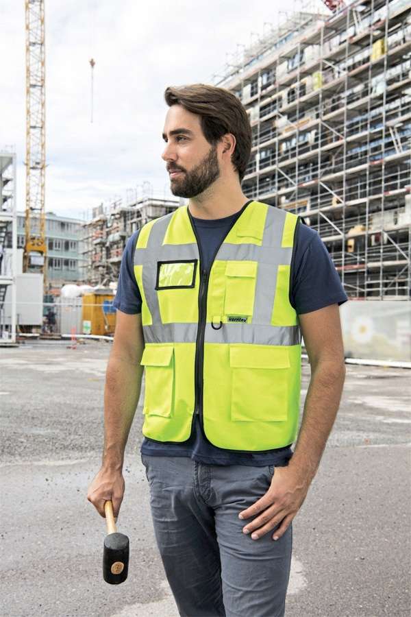 Korntex Multifunktionale Sicherheitsweste Berlin, metallfrei, Signal Yellow/Navy XL, KX802