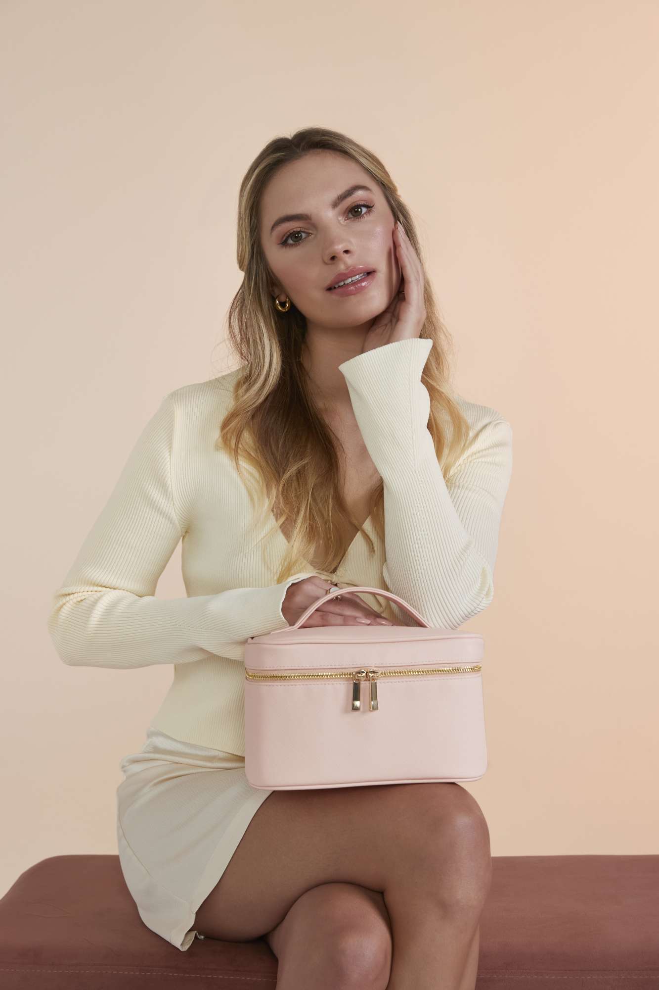 BagBase Boutique Vanity Case aus Saffiano-Kunstleder, Oyster 23 x 15 x 14 cm, BG763