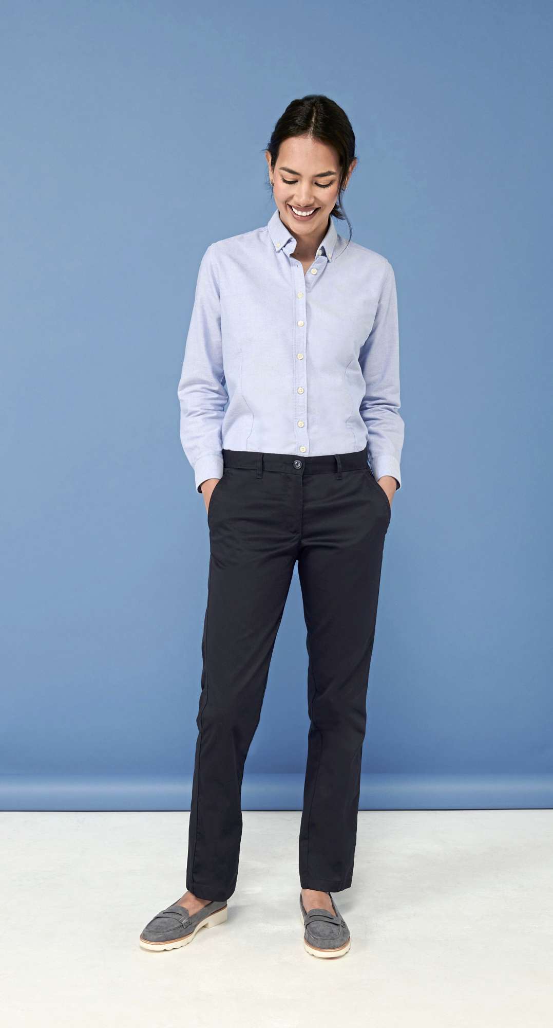 Henbury Chino 65/35 Polyester-Baumwolle für Damen, Navy 12/M(40)/33, W641