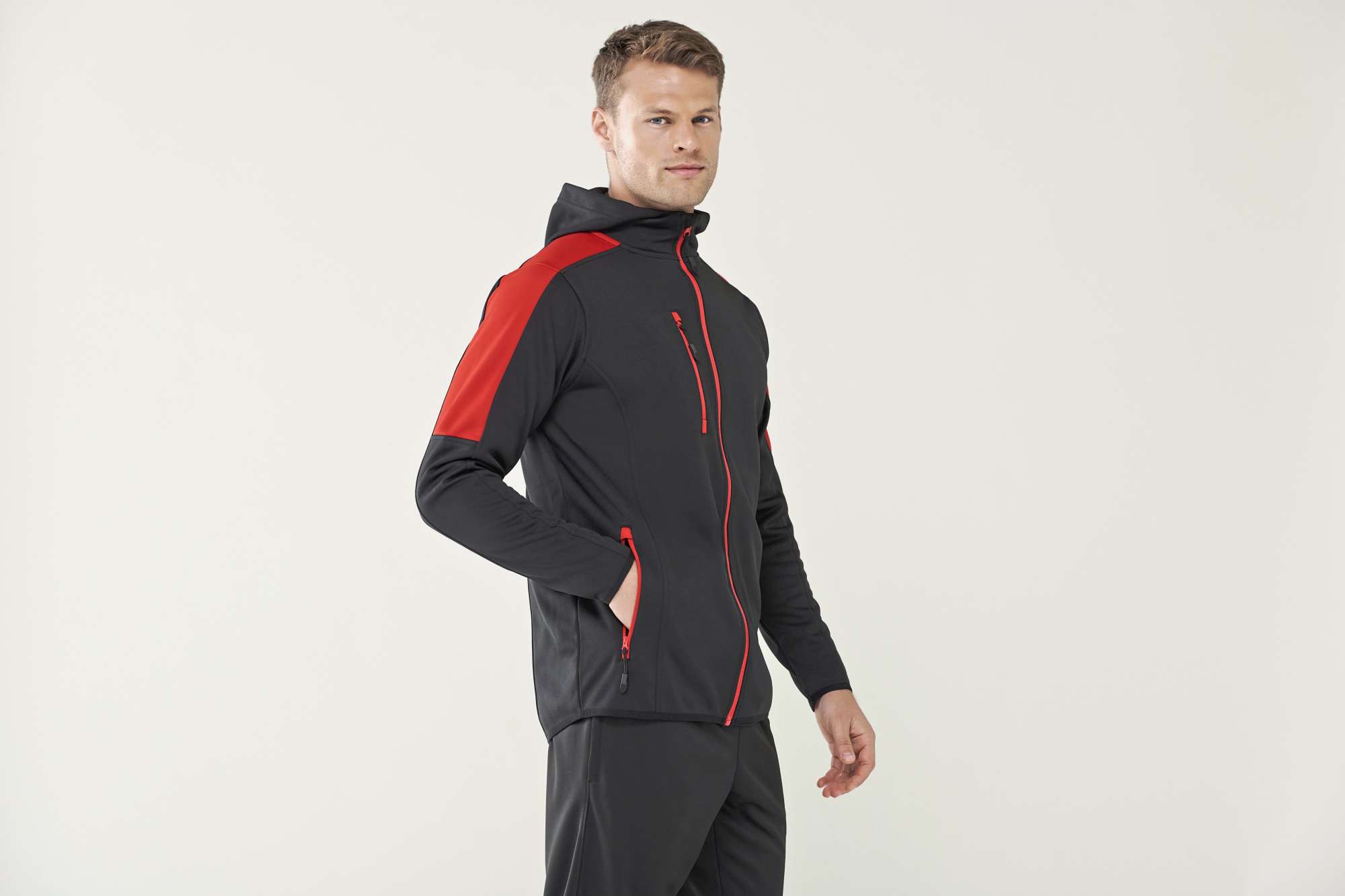 Finden+Hales Aktive Softshell-Jacke mit Kapuze, Dark Grey Marl/Black XL, FH622