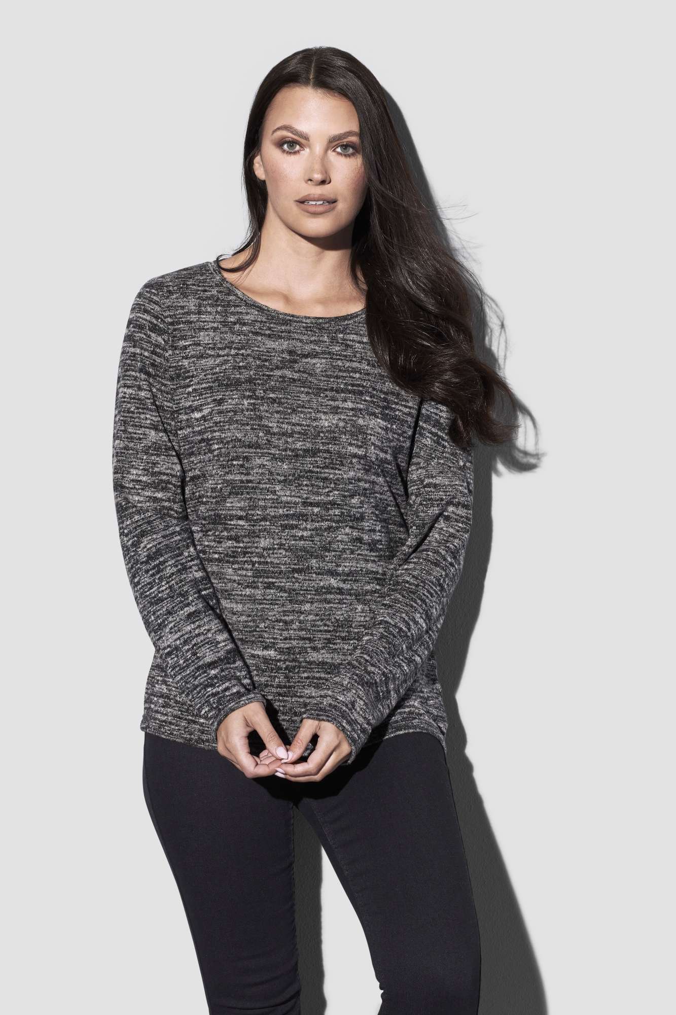 Langarm-Pullover mit Rundhalsausschnitt für Damen