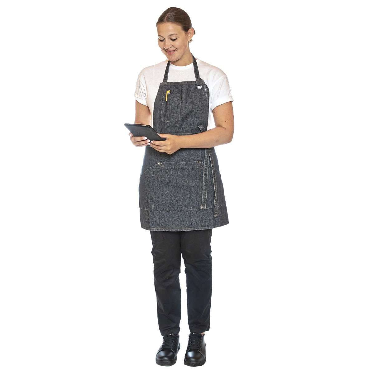 Le Chef Utility Schürze aus gewaschenem Denim, Indigo 91 x 71 cm, LF116