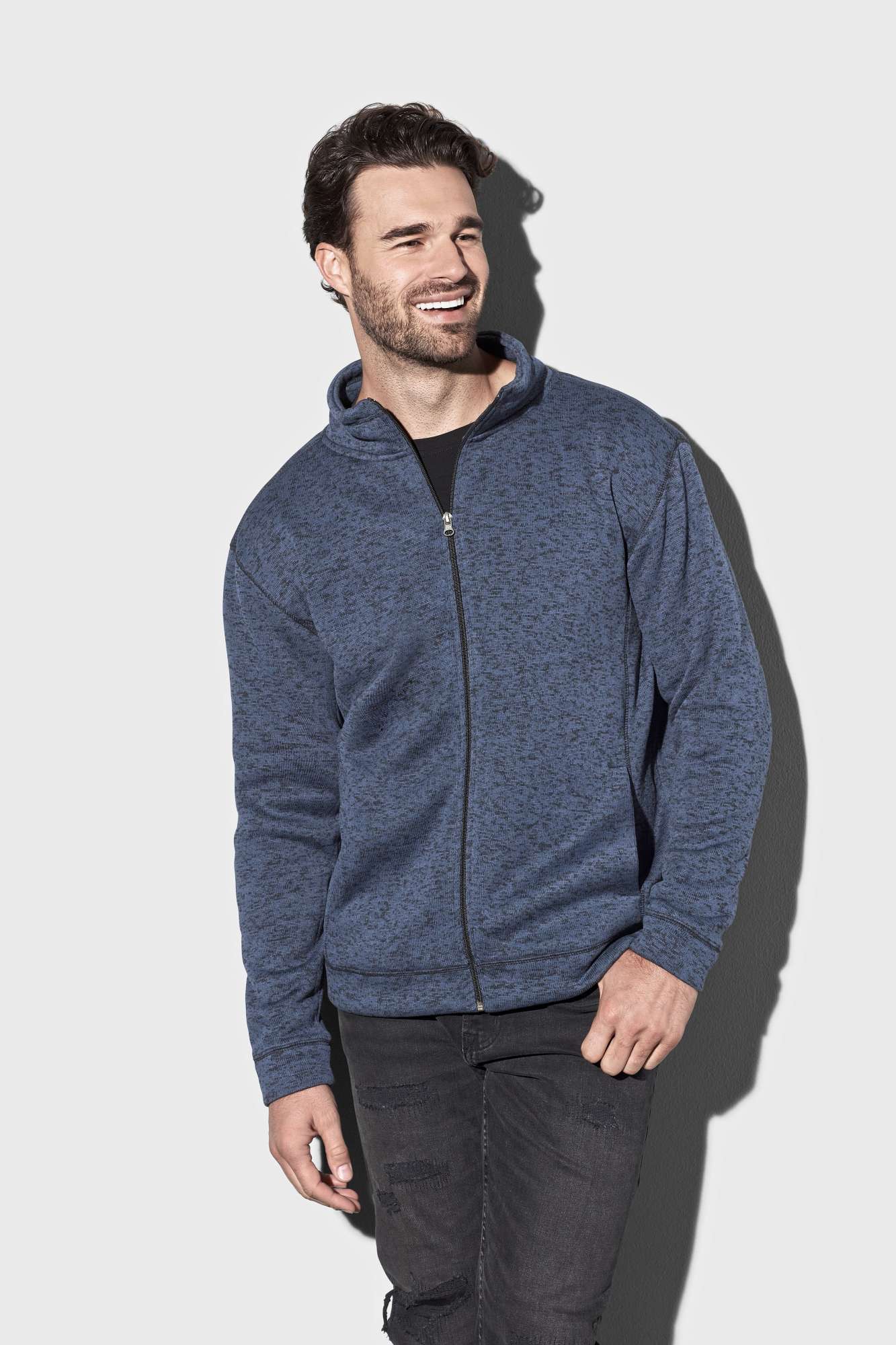Strickfleece Jacke mit Stehkragen