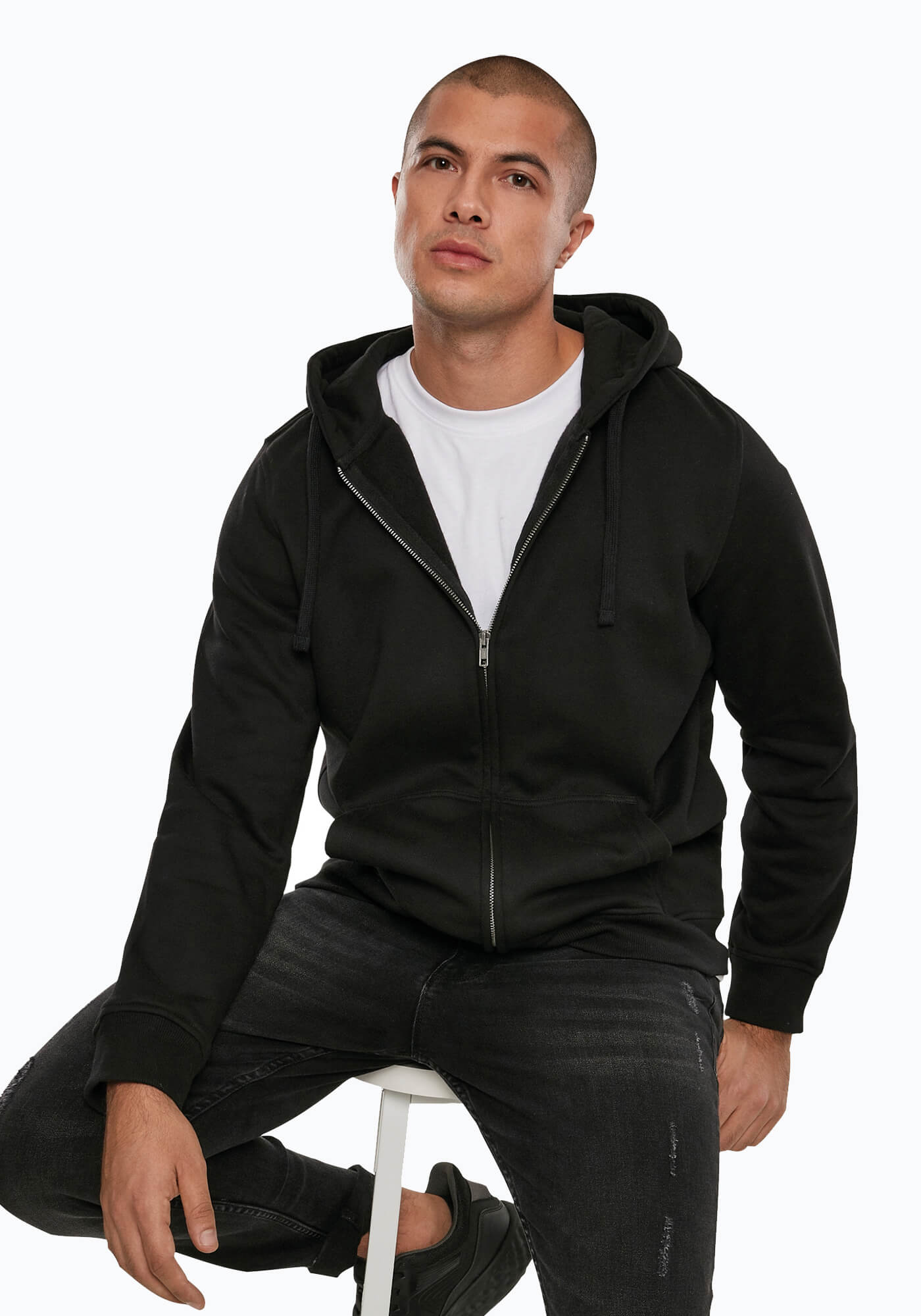 Sportlicher Zip-Hoody mit Rippbündchen