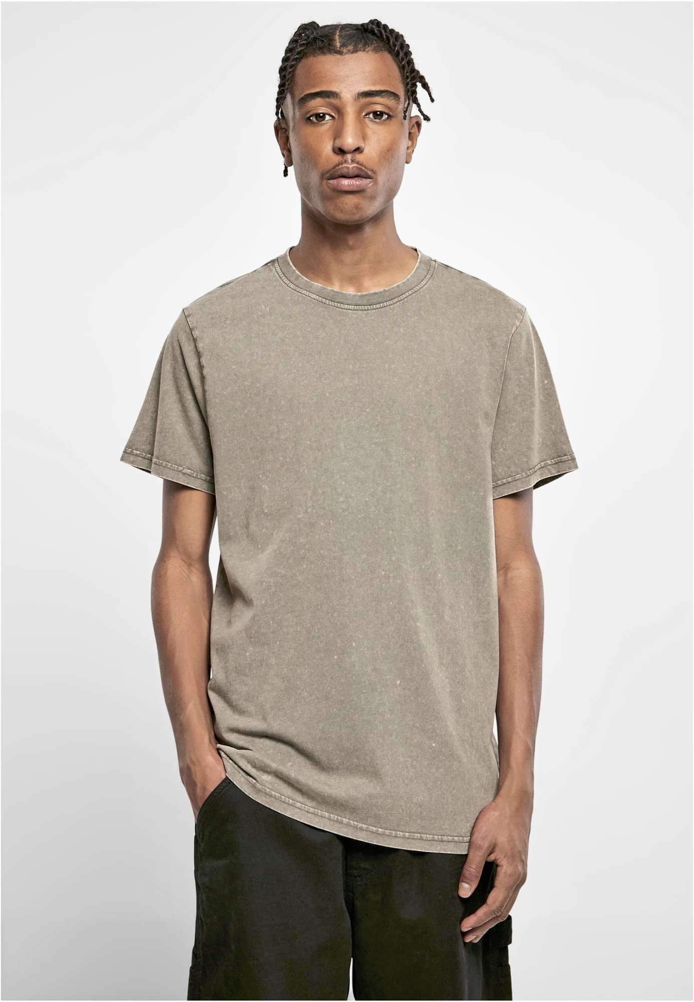 BuildYourBrand Acid Washed Rundhals-T-Shirt aus Baumwolle, Vintage Blue XXL, BY190