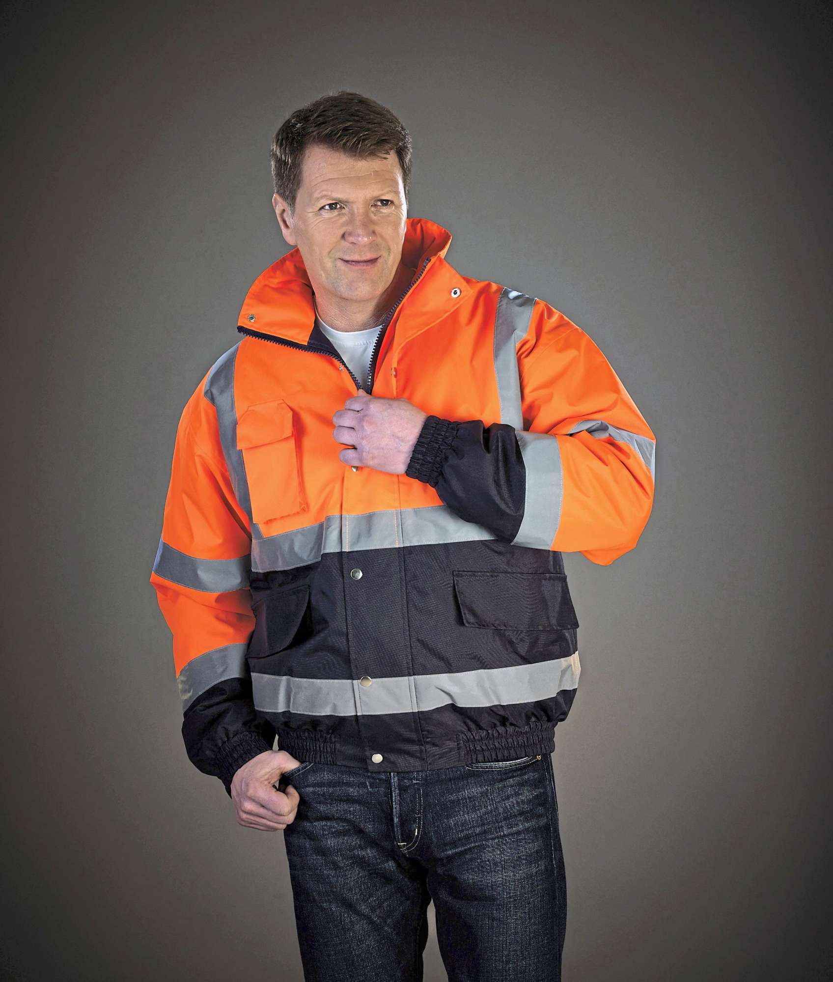 YOKO Wasserdichte Sicherheitsjacke mit Reflexion, Hi-Vis Orange/Navy XL, YK218