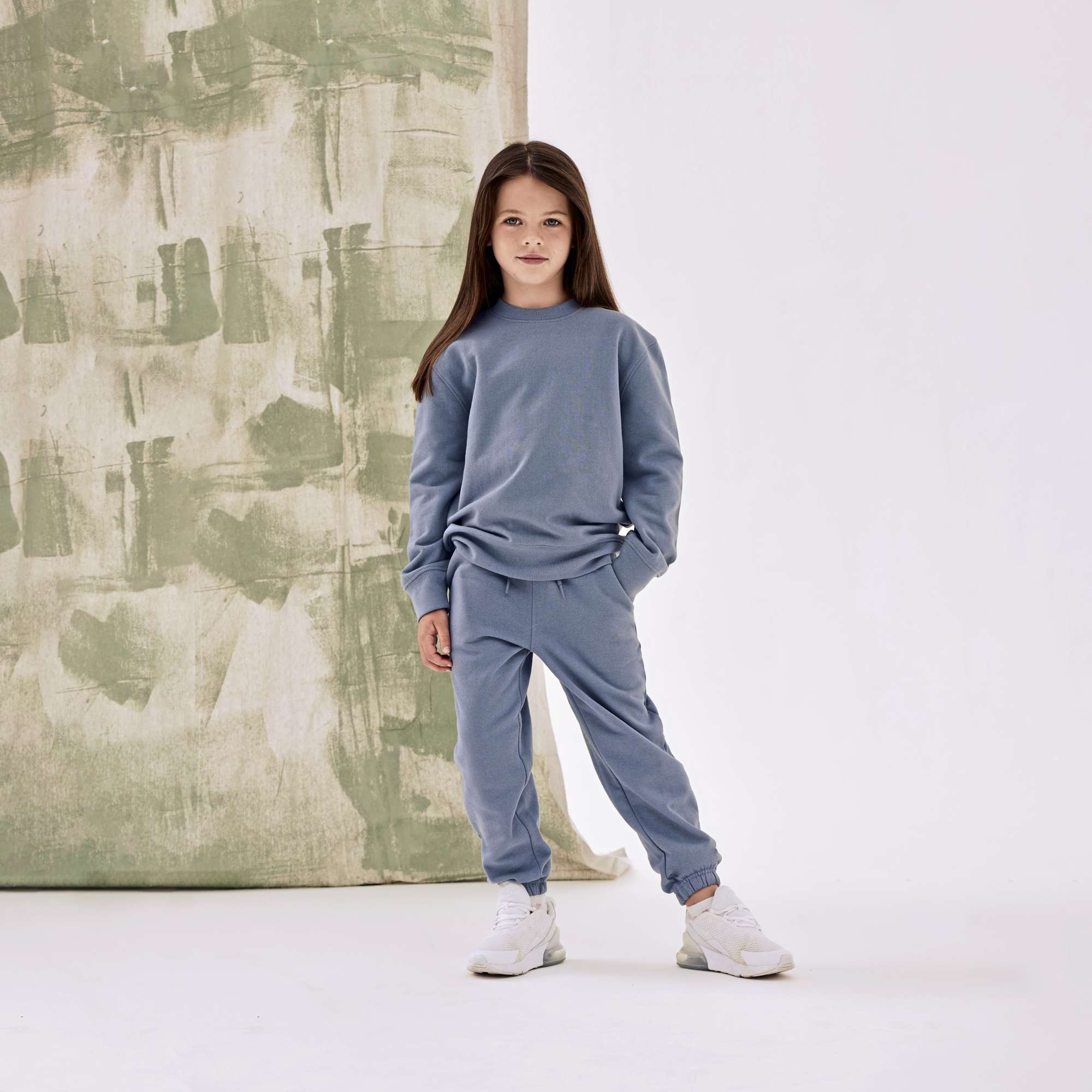 SF Minni Nachhaltiges Kinder-Sweatshirt mit Kurvensaum, Heather Grey 11/12 Jahre, SM530