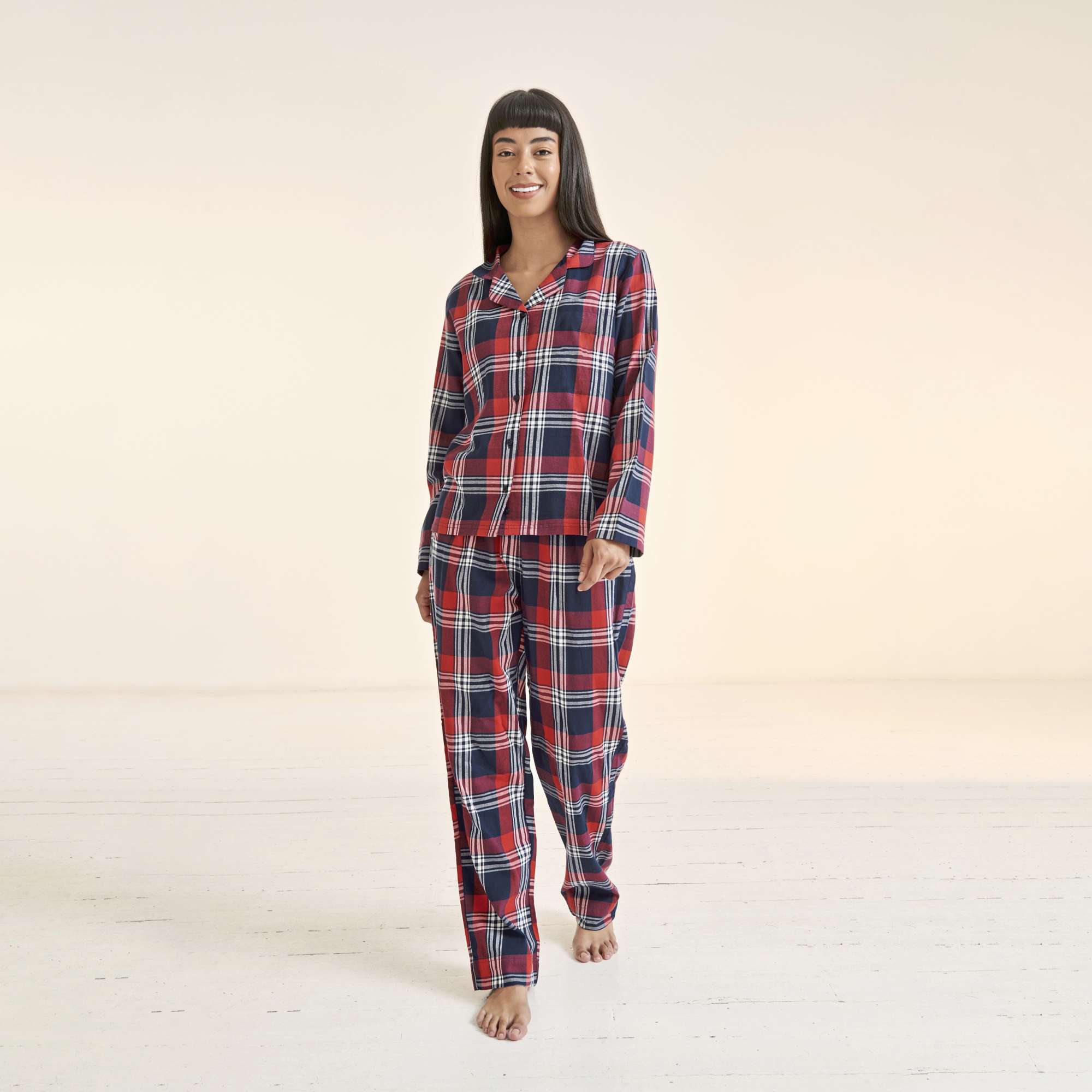 Karierter Flanell Lounge-Set für Damen