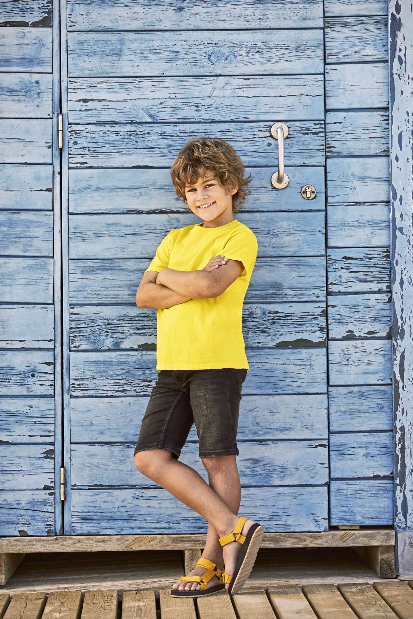 Fruit of the Loom T-Shirt 100% Baumwolle, Rundhals für Kinder, Sky Blue 128, F110K