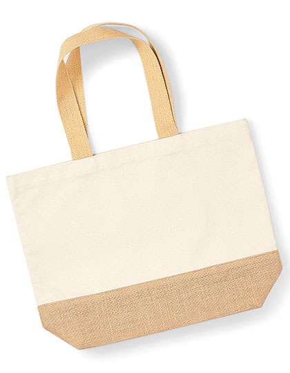 Westford Mill Baumwoll-Canvas Strandtasche mit Jute-Basis, Natural 34 x 36 x 13 cm, WM451
