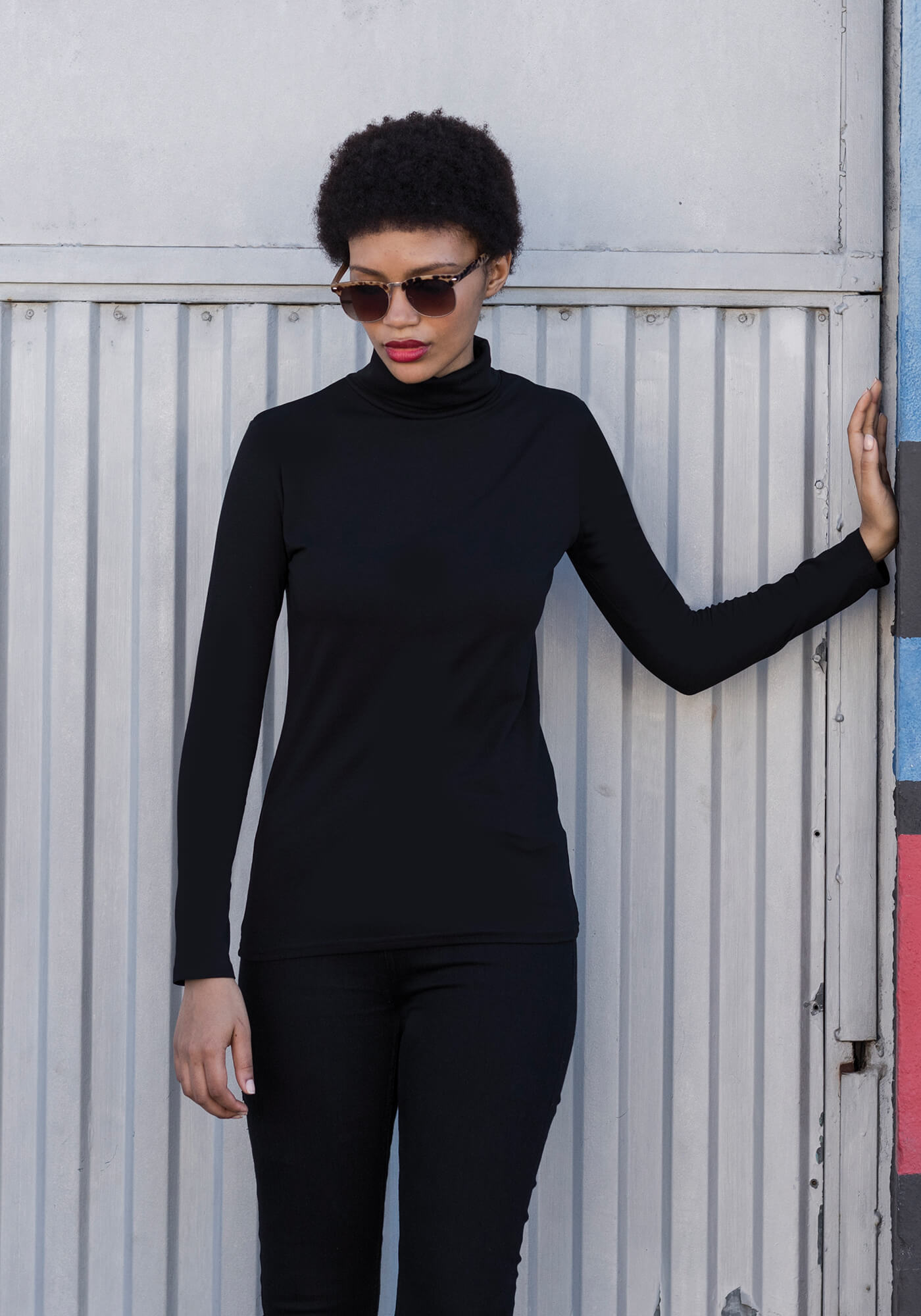 Rollkragen Langarm T-Shirt für Damen