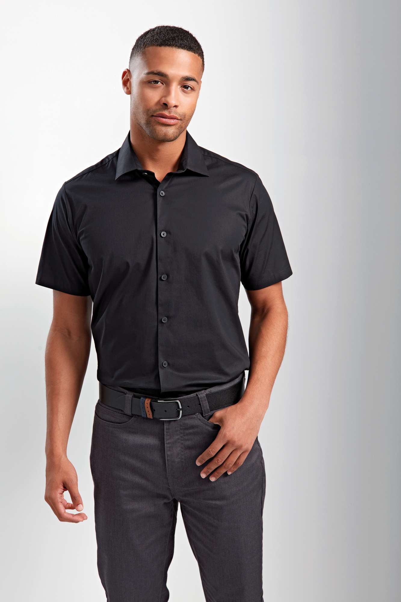 Kurzarm Popeline Slim Fit Hemd für Herren
