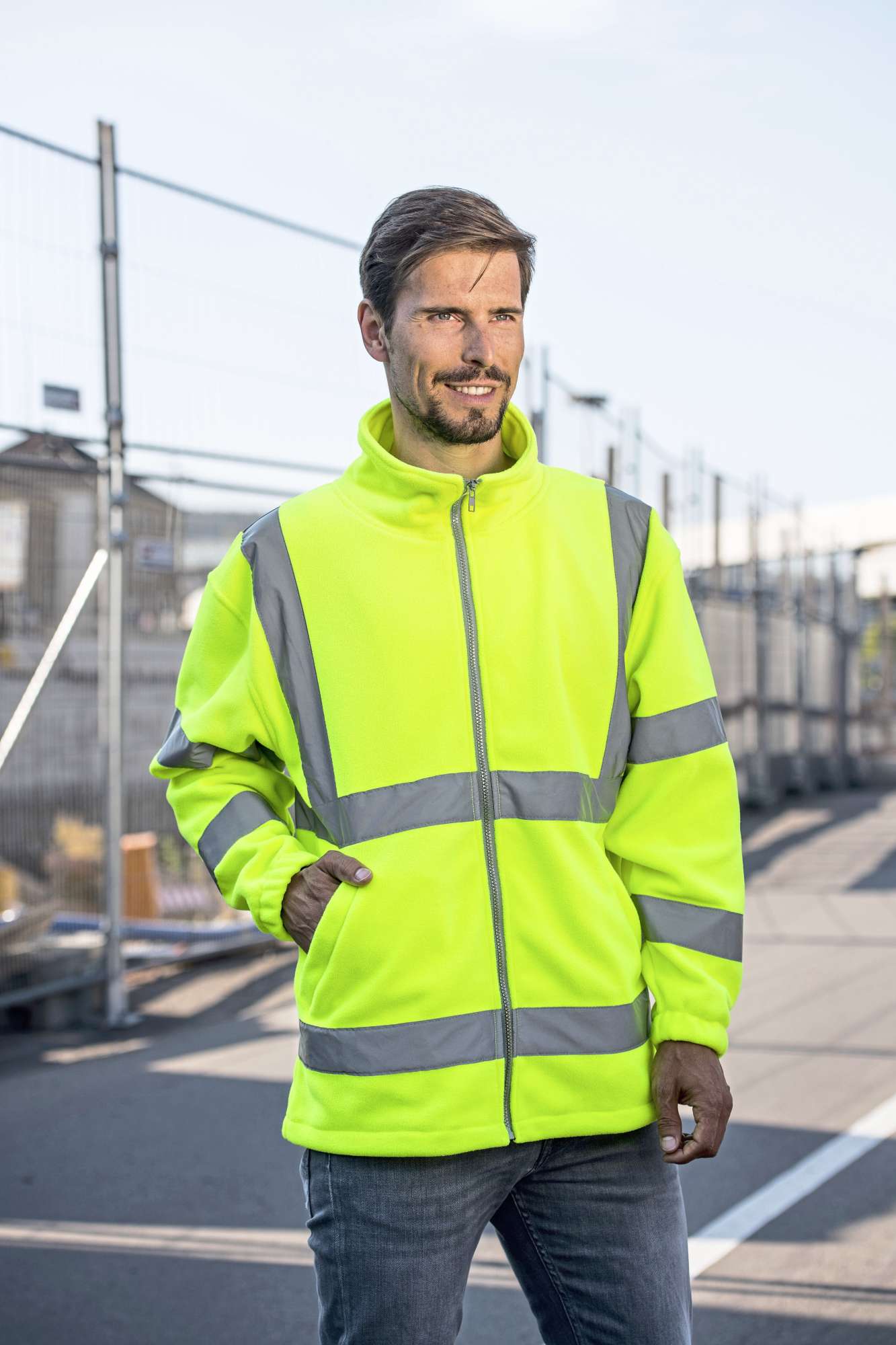 Korntex Hi-Vis Fleecejacke Bergen mit Reflektoren, Signal Yellow XL, KX800