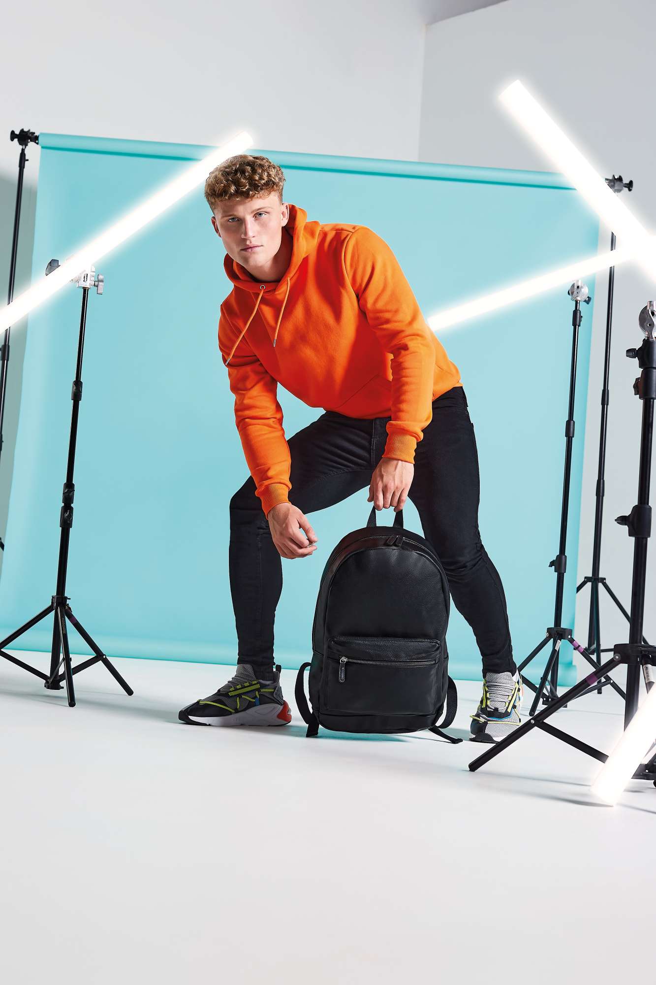 Faux Leder Rucksack mit Reißverschluss