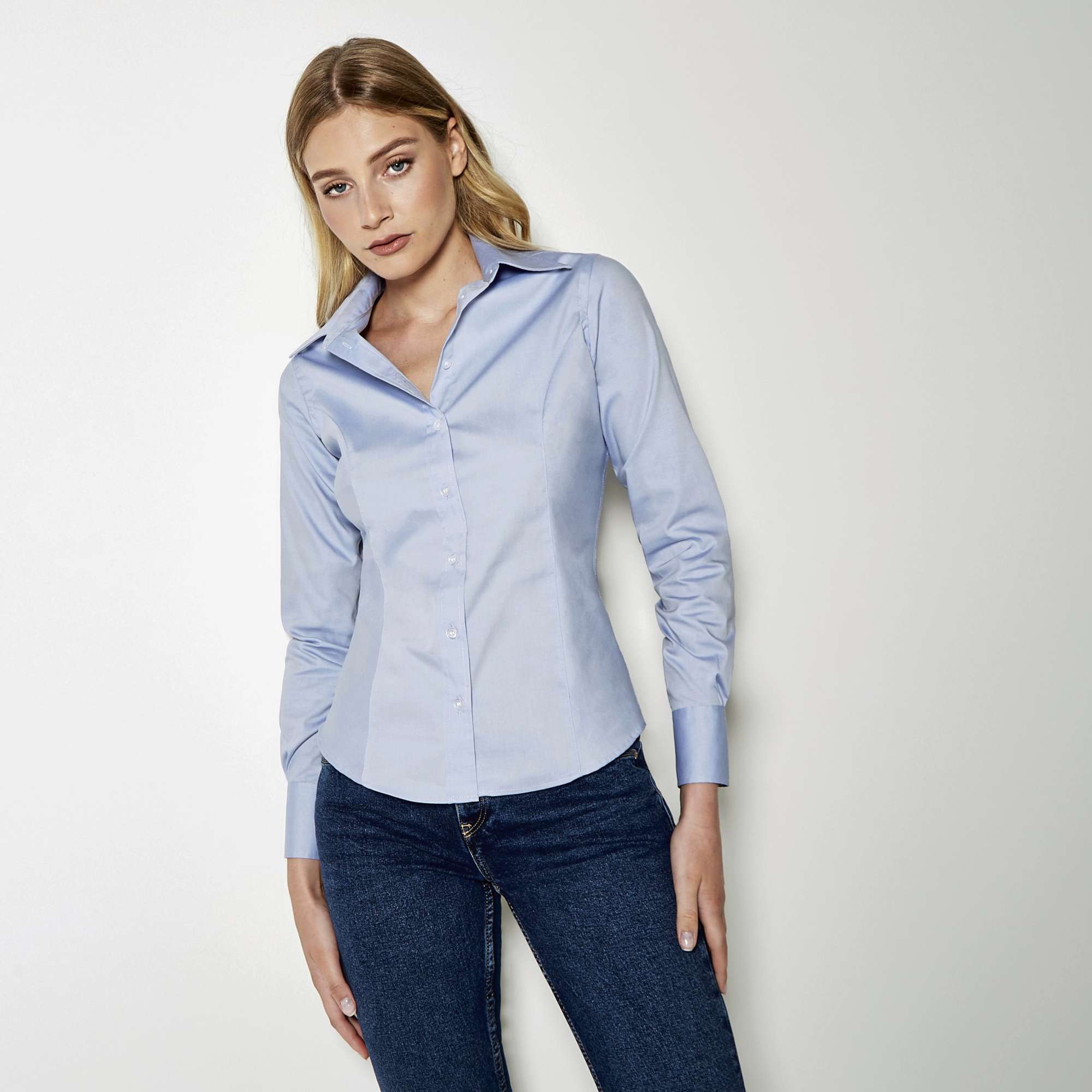 Oxford-Hemd Tailored Fit Langarm für Damen