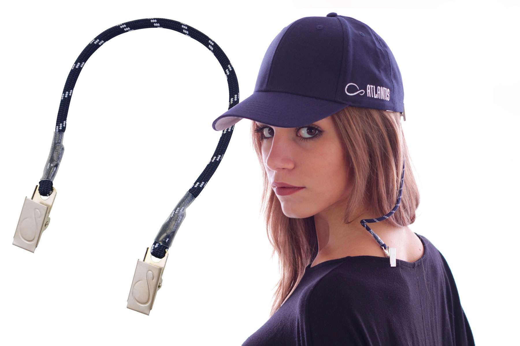 Navy Cap mit Lanyard und Metallclips