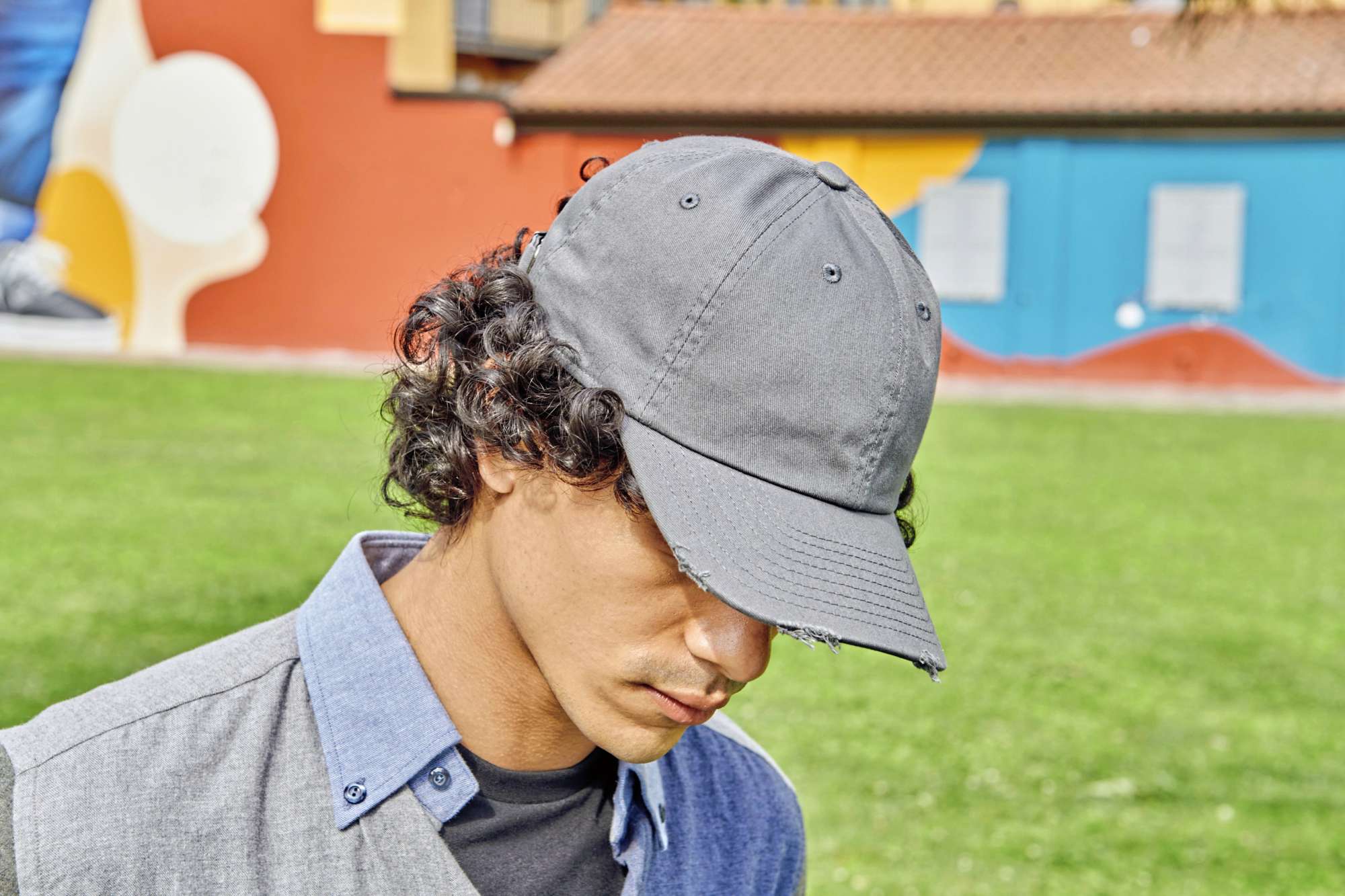 Dad Hat aus recycelter Baumwolle mit Destroyed-Effekt