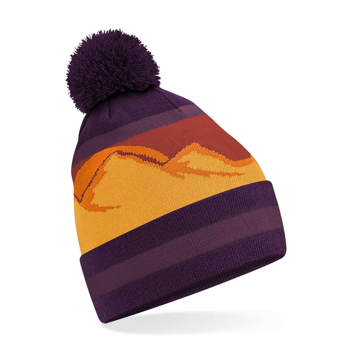 Berglandschafts-Pom Pom Mütze aus Polyester