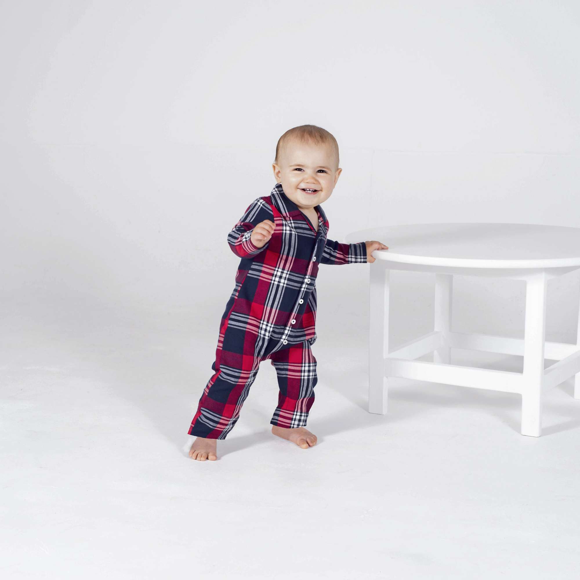 Larkwood Tartan Overall aus Flanell für Babys, Red-Navy Check 6/12 Monate, LW074
