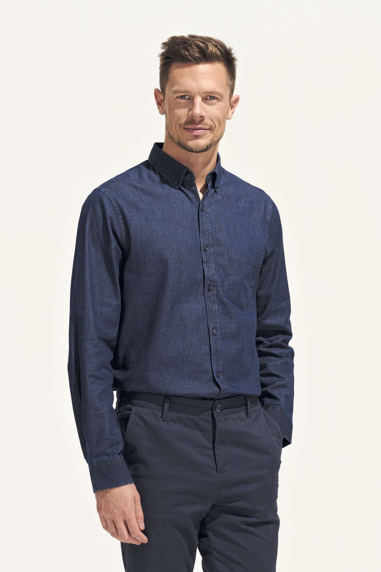 Denim Hemd Barry mit Brusttasche für Herren