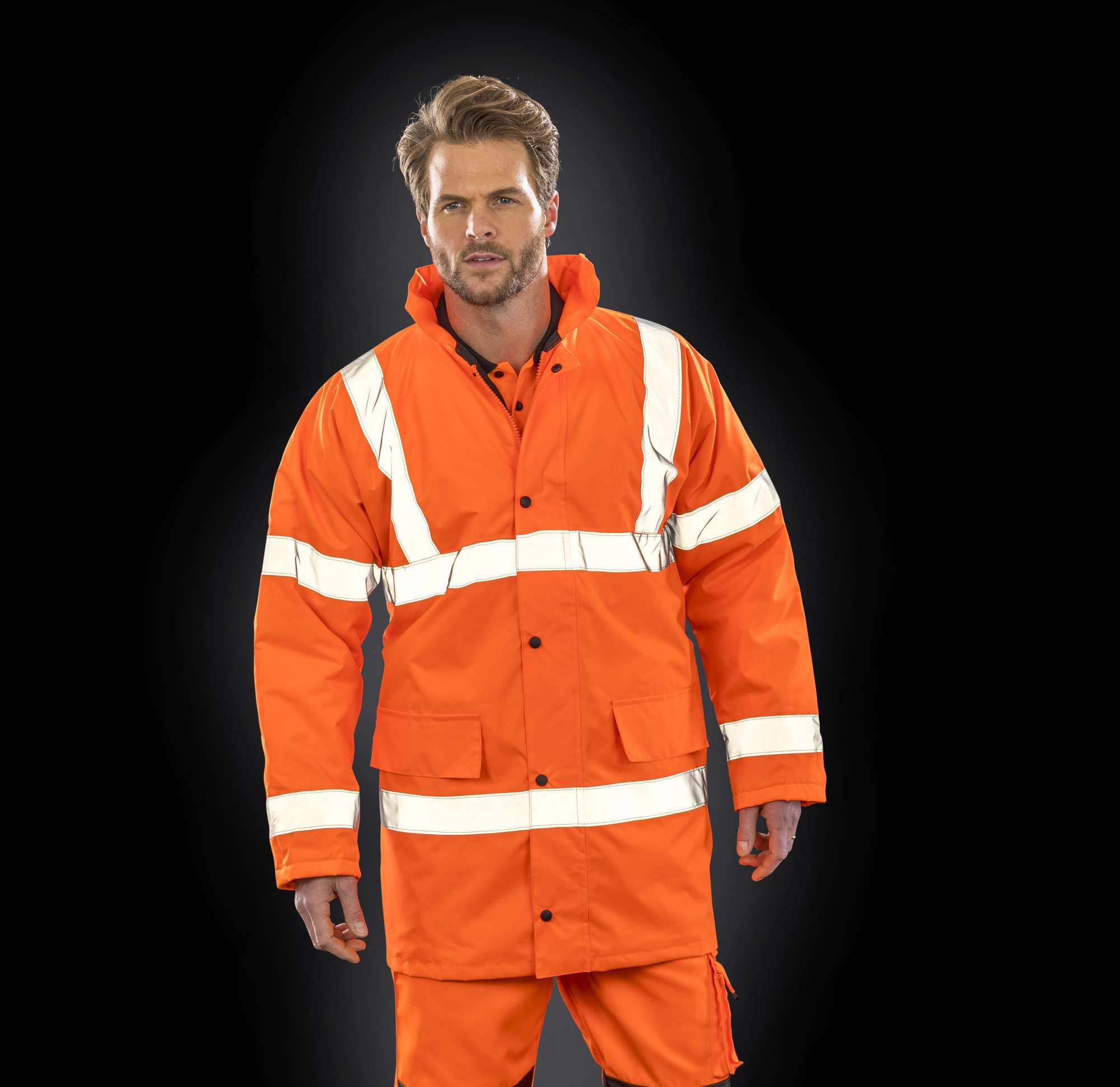 Result Safe-Guard High-Visibility Motorway Coat mit Kapuze, Fluorescent Yellow L, RT218X