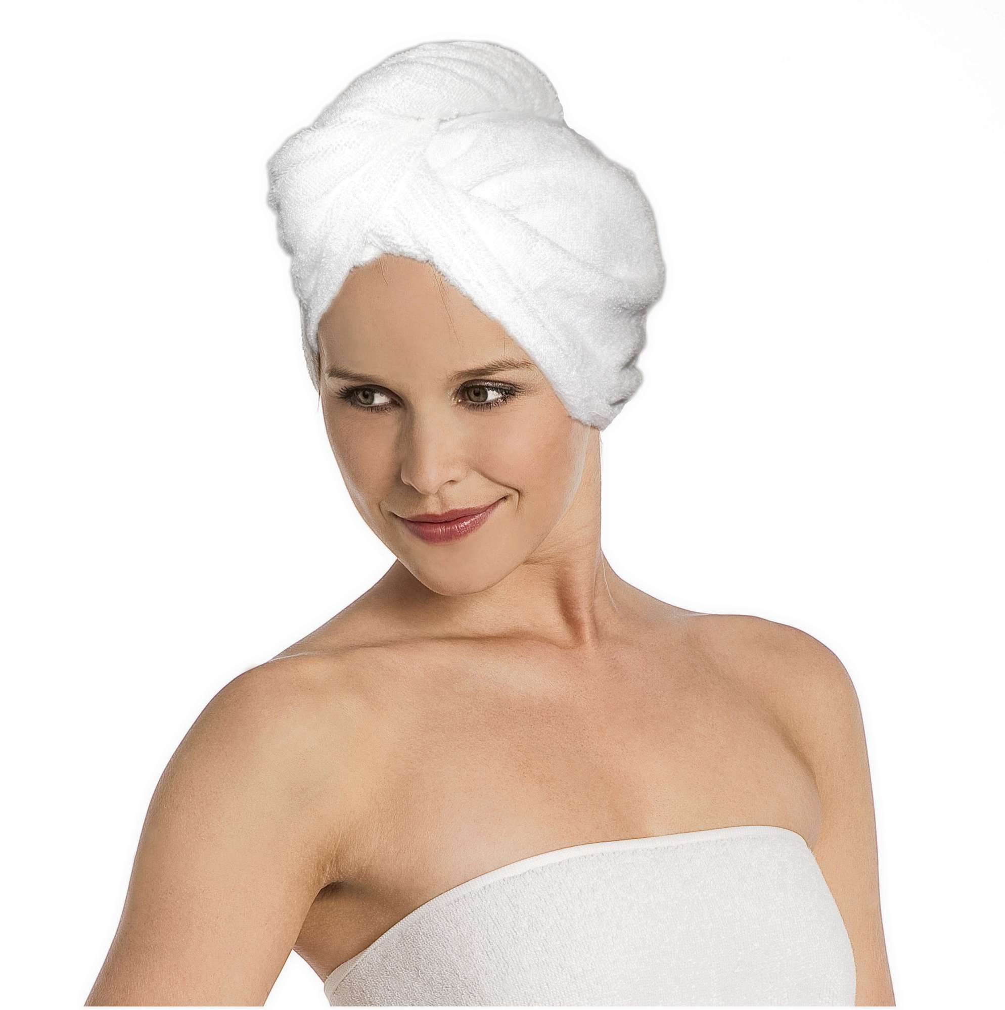 Frottierturban mit Knopfverschluss, 100% Baumwolle