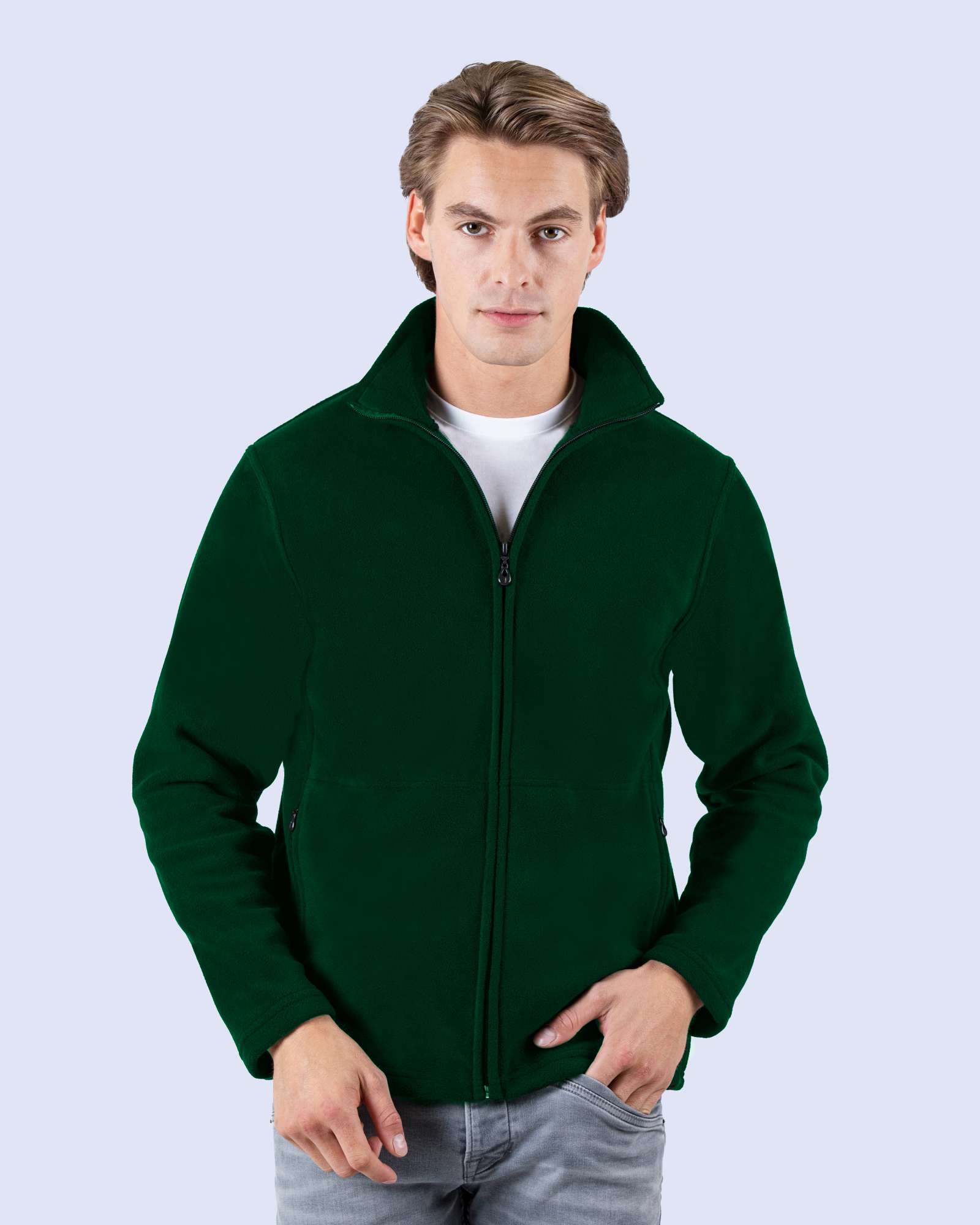 Fleecejacke mit Kadettkragen und Zugband