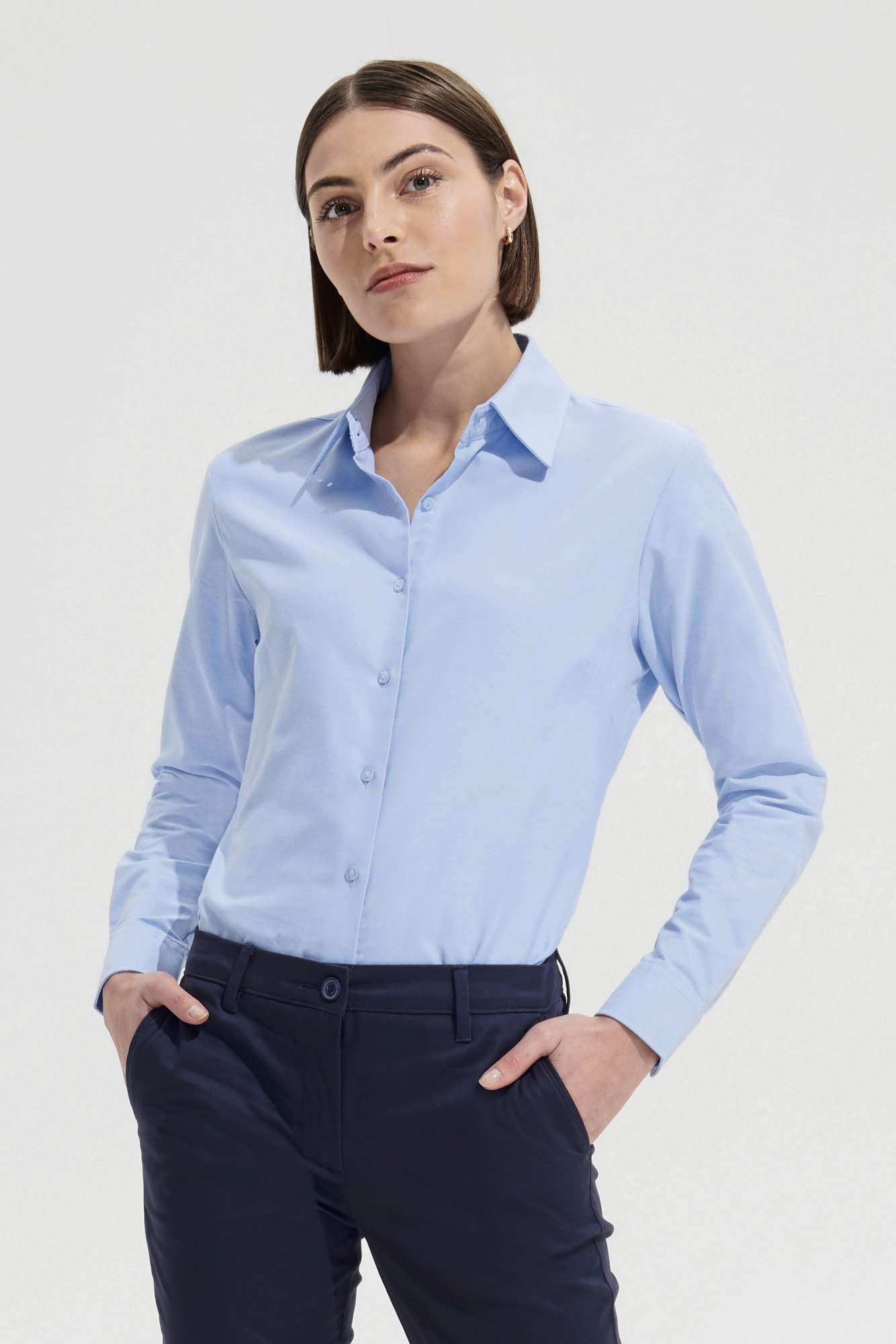 Oxford-Bluse mit abgerundeten Manschetten