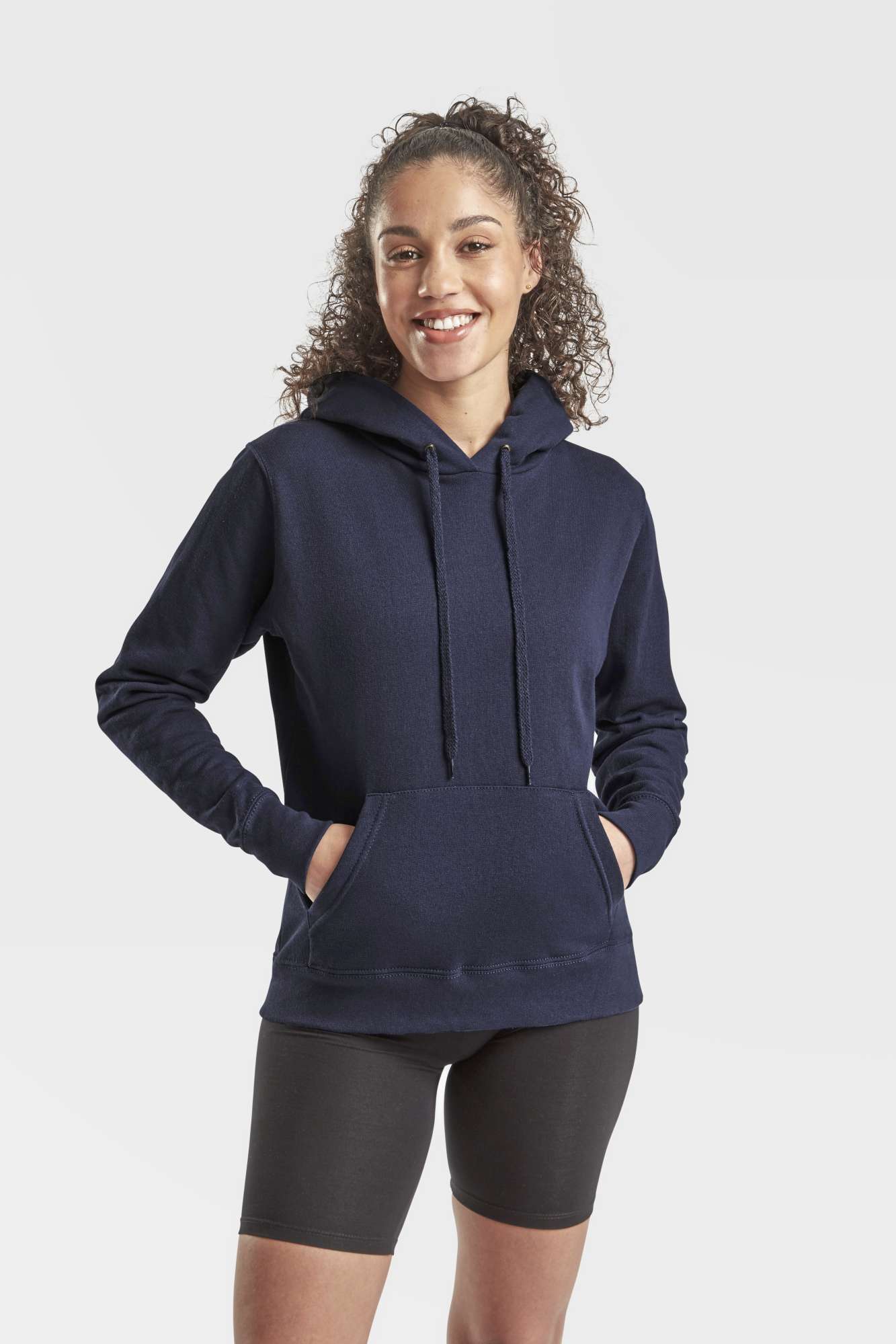Fruit of the Loom Kapuzensweatshirt Slim Fit Baumwollmix für Damen, Dark Heather Grey S, F409