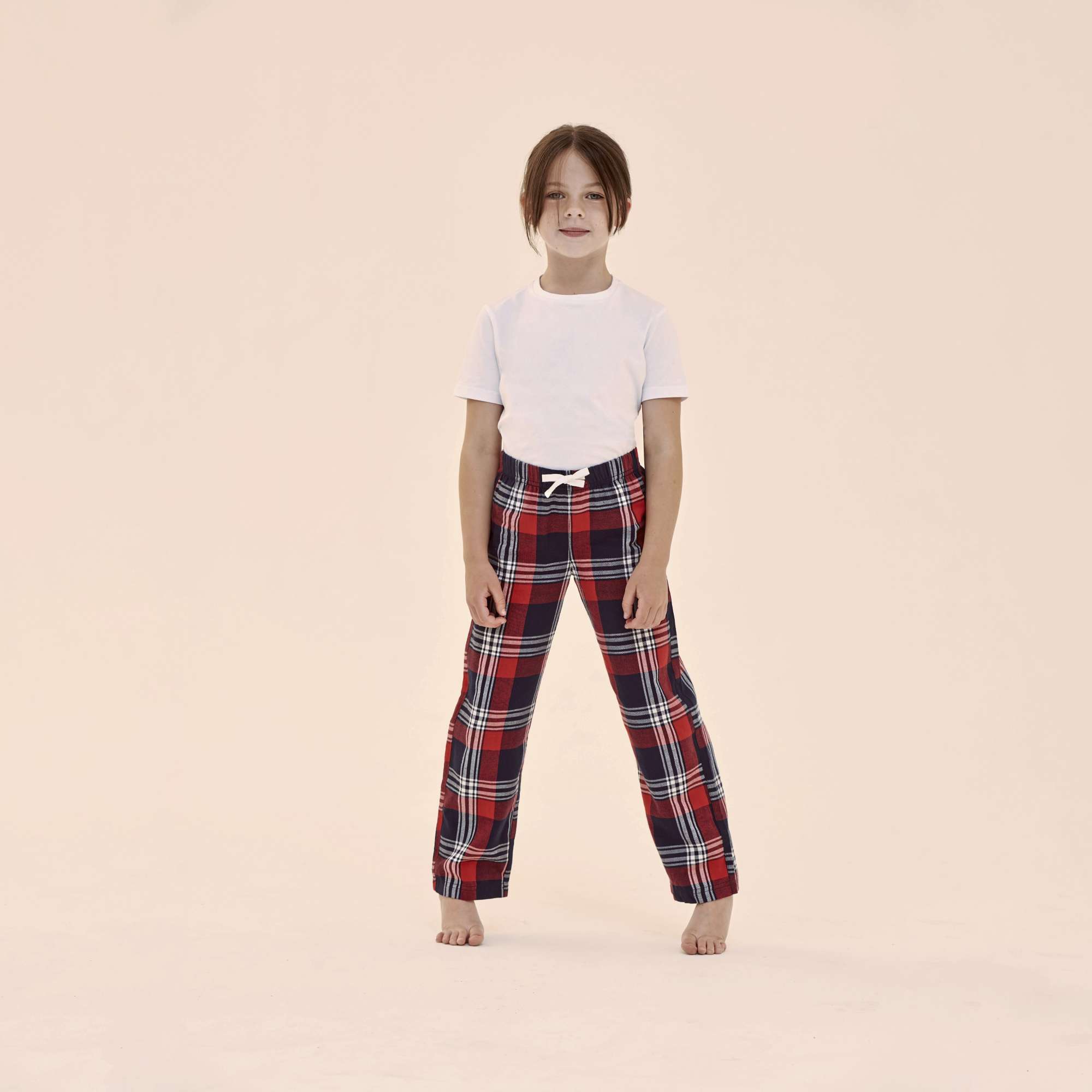 SF Minni Kinder-Tartan-Loungehose mit Rundum-Dehnbund, Navy-Green Check 9/10 Jahre, SM83
