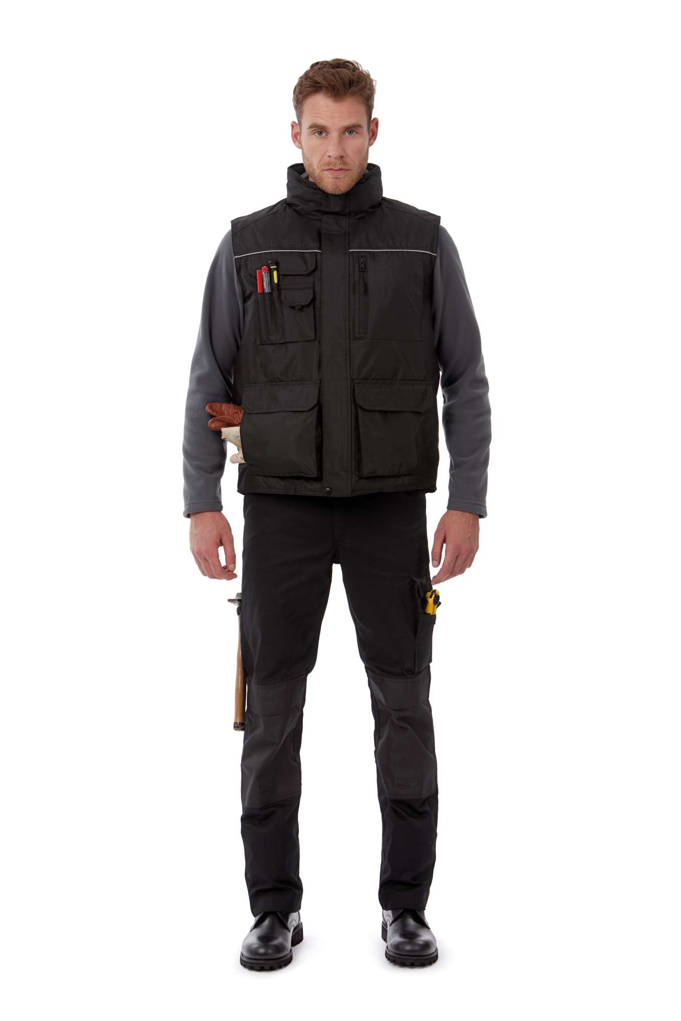 B&C COLLECTION Expert Pro Bodywarmer mit Futter und Taschen, Dark Grey (Solid) 4XL, BCJUC40