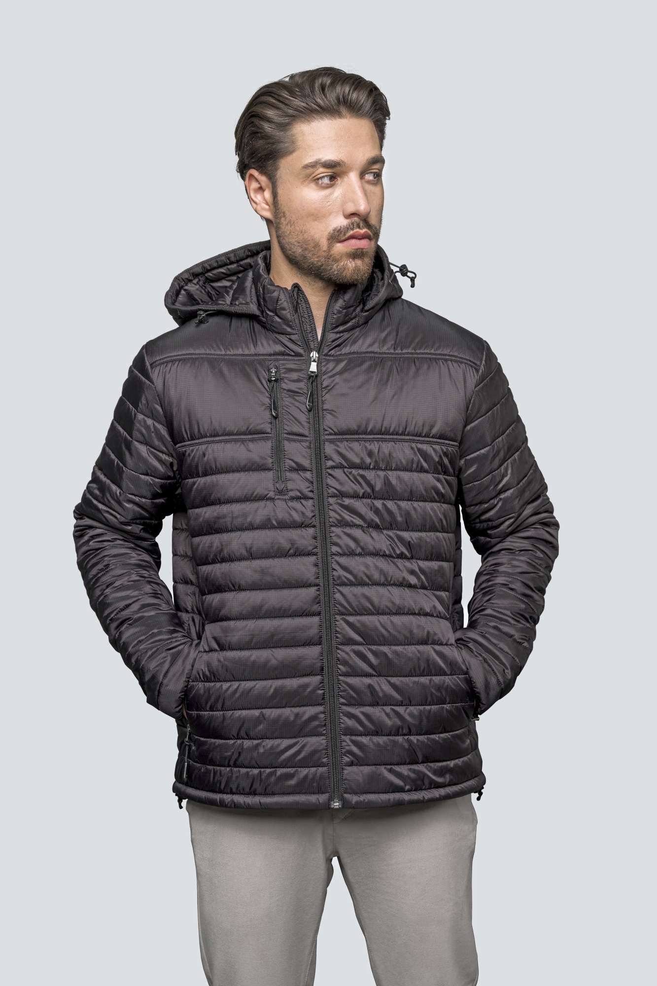 Steppjacke mit abnehmbarer Kapuze für Herren