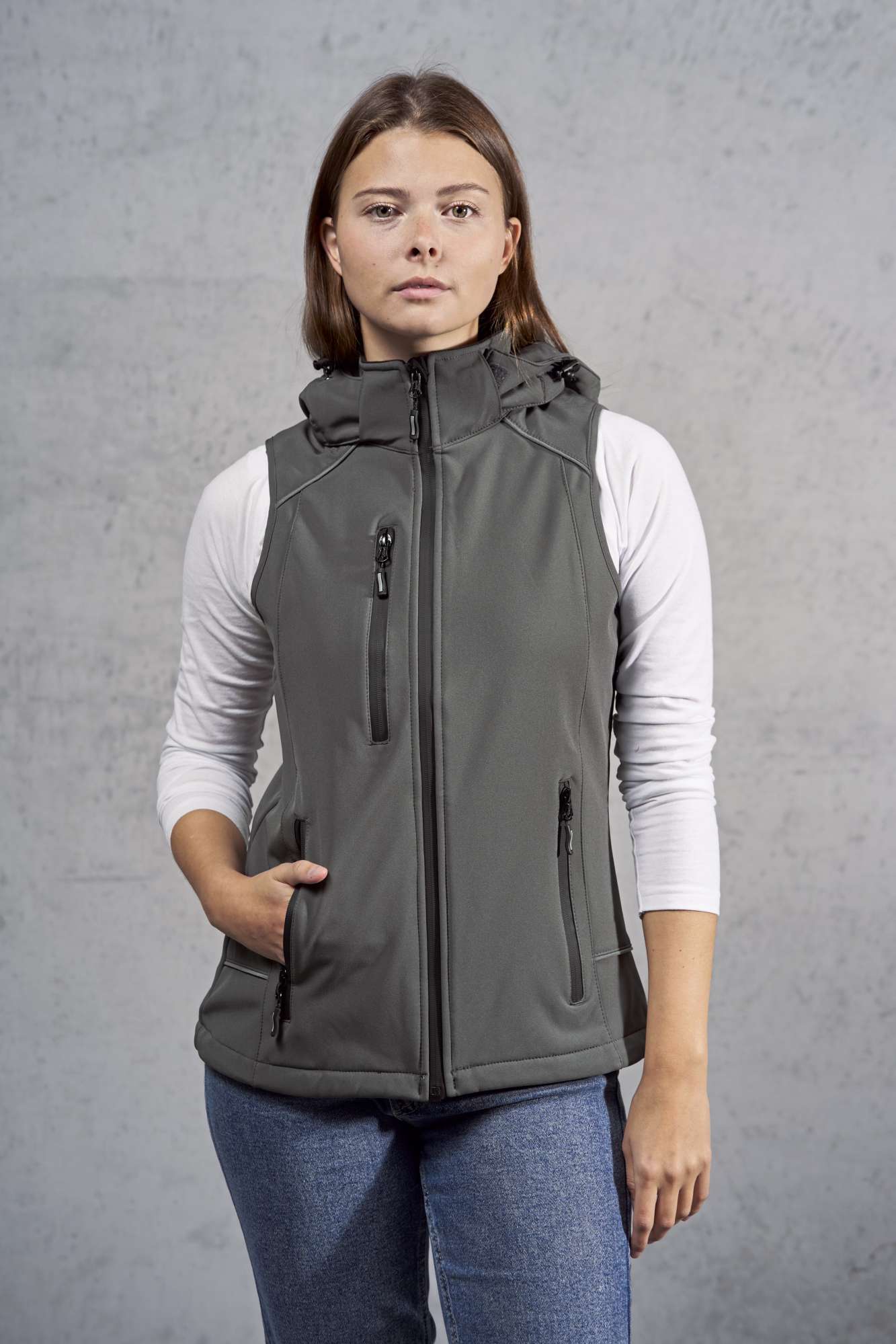 Promodoro Softshell Weste mit Kapuze für Damen, Orange M, E7845
